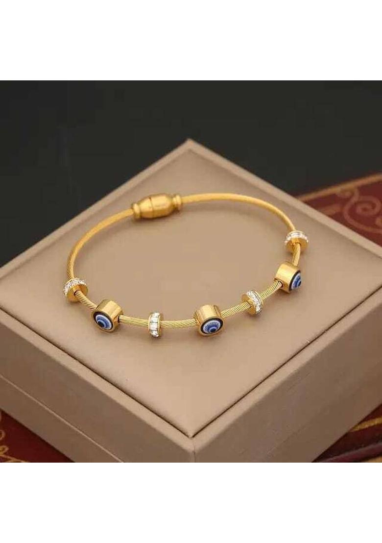 Stainless Steel Zircon Gold-plated Bracelet - Indya