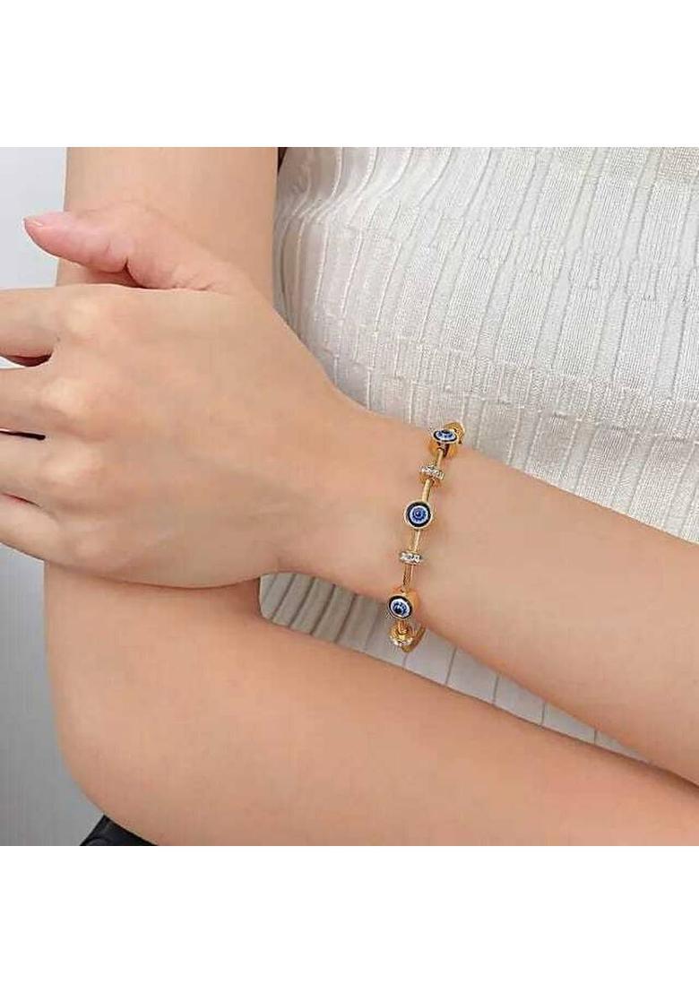 Stainless Steel Zircon Gold-plated Bracelet - Indya