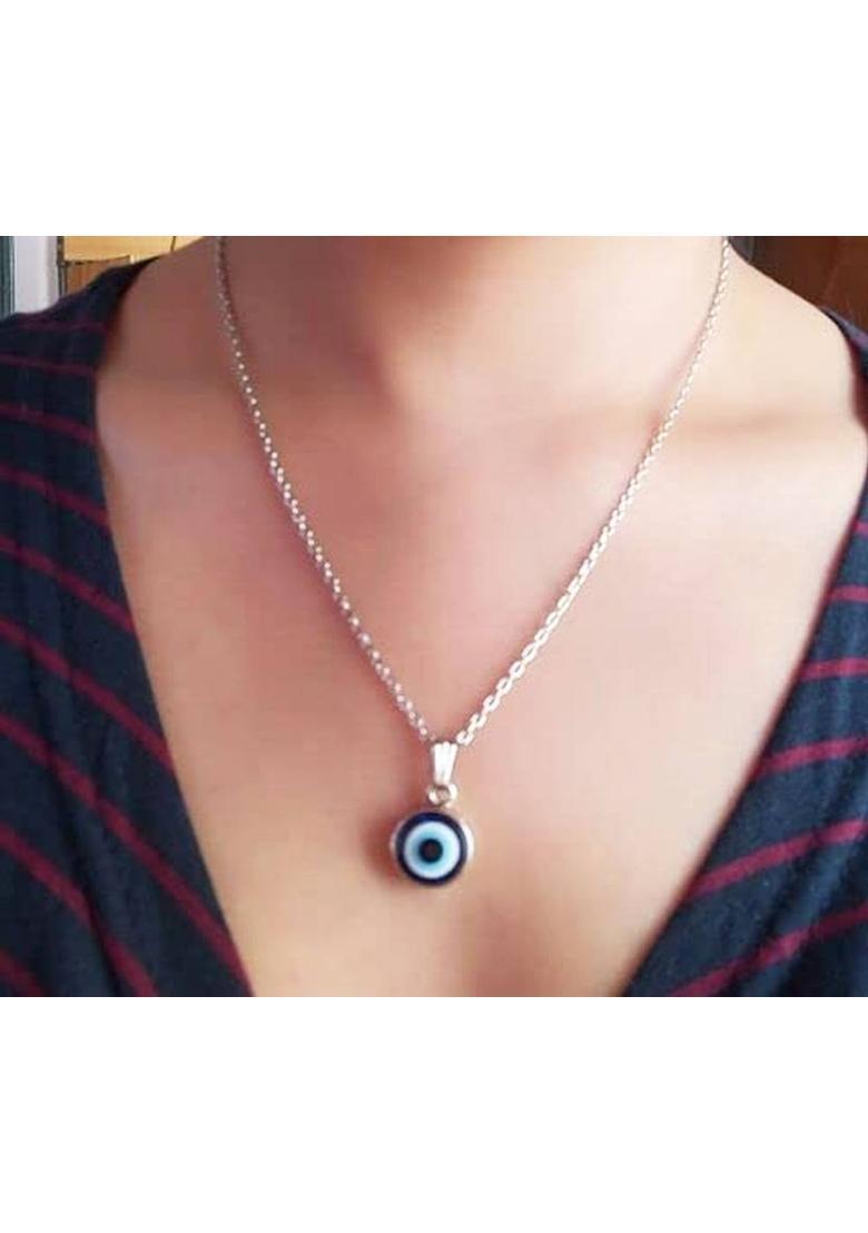 house of common Aarohi Jewells Sterling Silver Evil Eye Pendant Chain for Women and Girls . Silver Alloy Pendant - Indya