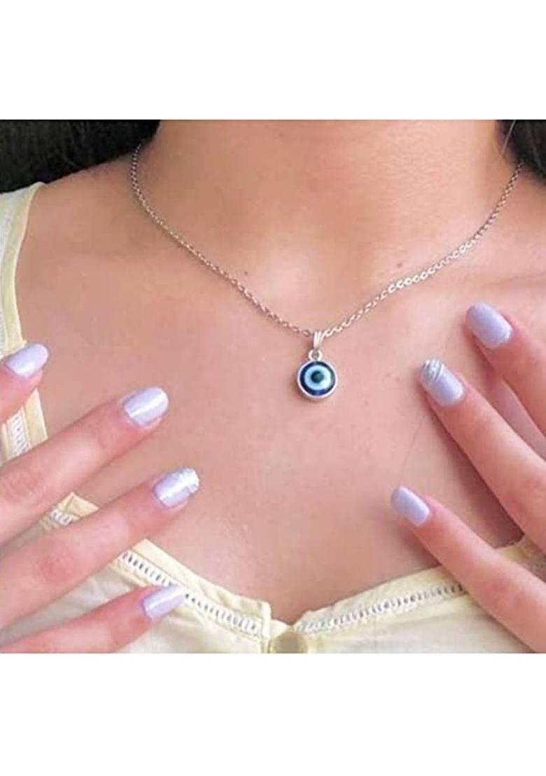 house of common Aarohi Jewells Sterling Silver Evil Eye Pendant Chain for Women and Girls . Silver Alloy Pendant - Indya