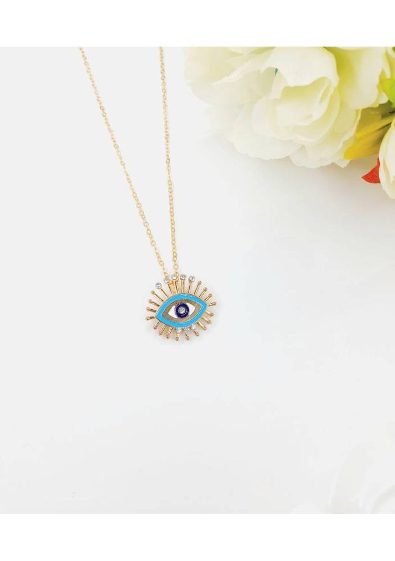 TVISHI JEWELS Evil Eye Pendant with chain Gold-plated Brass Pendant - Indya