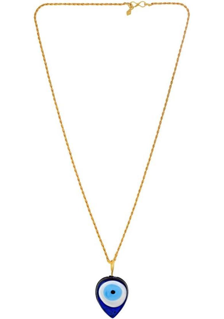 morir Blue Glass Evil Eye Protact Charms Lucky Pendant Necklace for Men Women Girls Glass Pendant - Indya
