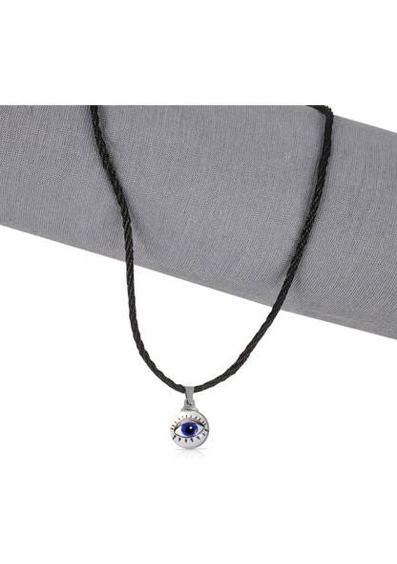 De-Ultimate AR0605 Round Dual Side Stone Evil Eye Pendant Locket Necklace Cotton Thread Dori Plastic - Indya