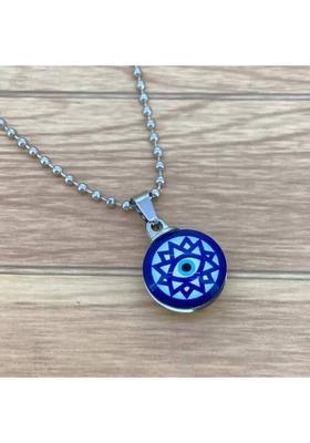 SILVOSWAN Evil Eye pendant Blue With Silver chain Stainless Steel Pendant