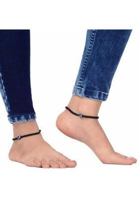 Exclusive Evil Eye Nazariya Black Threads Fabric Toe Anklet