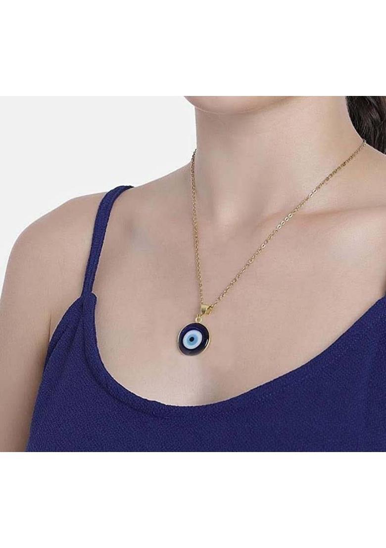 Syfer Evil Eye Pendant for Women and Girls Trendy Evil Eye Girls Necklace Party Wear Gold-plated Brass Pendant - Indya