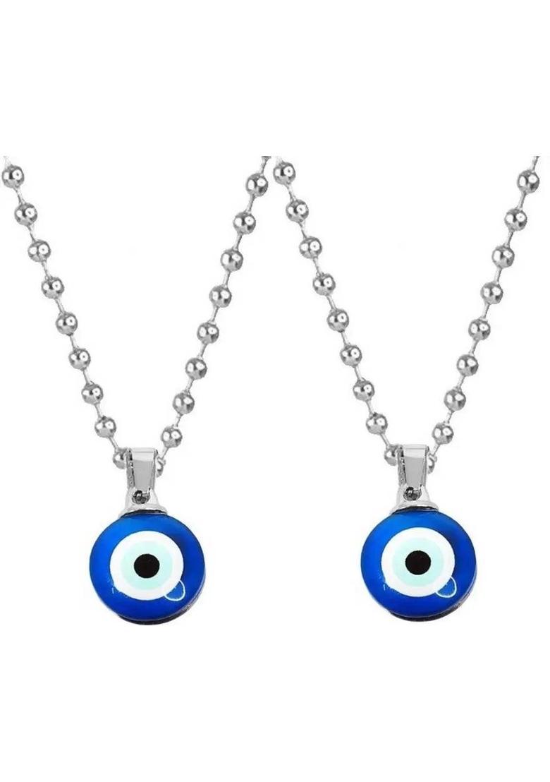 Animated Evil Eye Mini Pendant Silver-Toned Dainty Pendant Chain For Women,Girls Silver Plastic Pendant - Indya