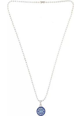SILVOSWAN Evil Eye pendant Blue With Silver chain Stainless Steel Pendant