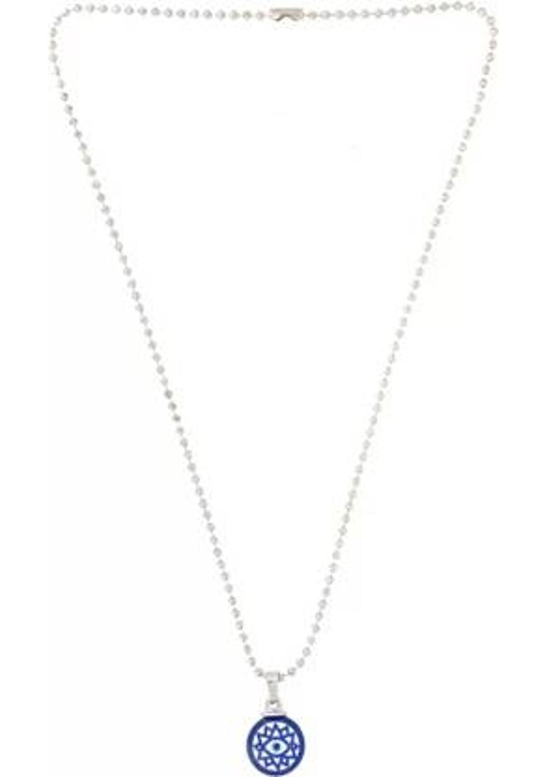 SILVOSWAN Evil Eye pendant Blue With Silver chain Stainless Steel Pendant - Indya
