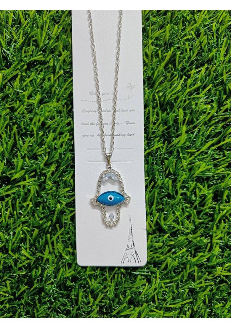Venusco Evil Eye Silver Plated Adjustable Neck Chain For Women and Girls Stainless Steel - Indya