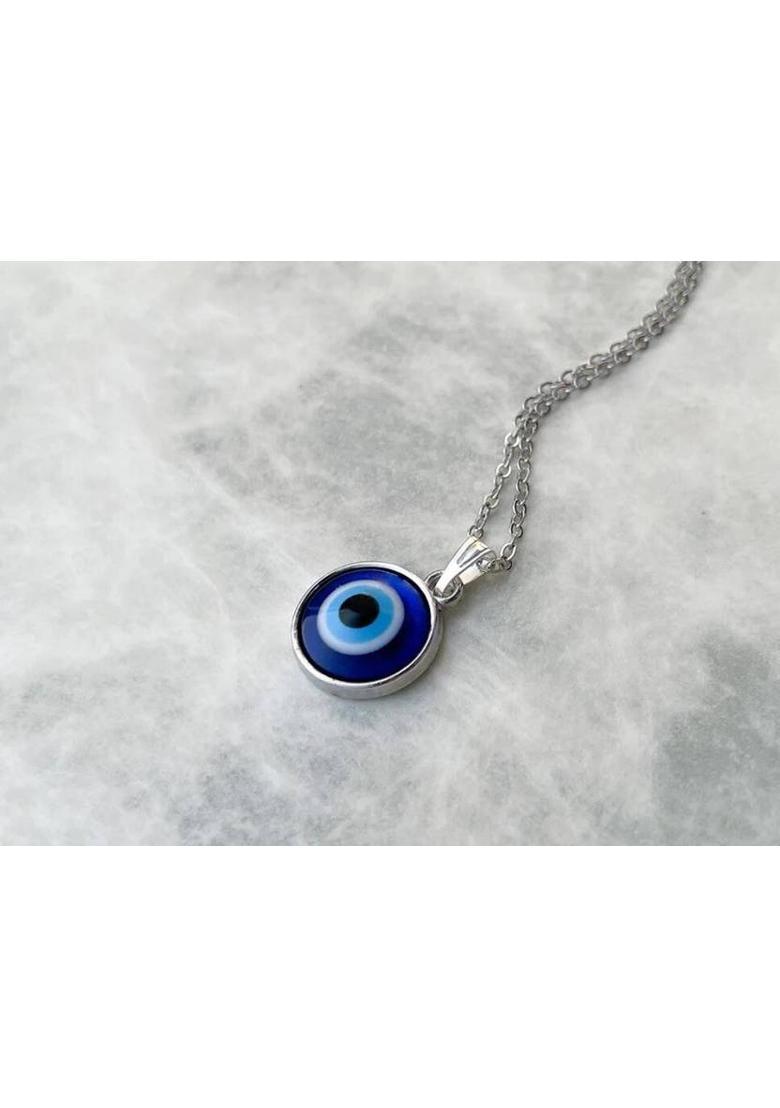 EndlessFashion Evil Eye Necklace Round Nazar Necklace with Silver Chain Alloy - Indya