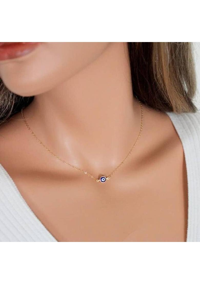 zebisco Classic Gold-Plated Blue Evil Eye Pendant,Locket,Necklace for Women Silver Alloy, Stainless Steel Locket - Indya