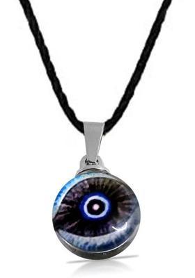 Utkarsh AR0607 Round Dual Side Stone Evil Eye Locket Pendant Necklace Cotton Thread Dori Plastic