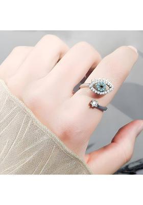 Stainless Steel Silver-Plated Evil Eye Finger Ring Stainless Steel Cubic Zirconia Sterling Silver Plated Ring