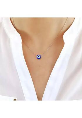 CKB JEWELS Evil Eye Circular Mini Pendant Silver-Toned Dainty Pendant Chain For Women,Girl Sterling Silver Crystal Alloy, Crystal Locket Set