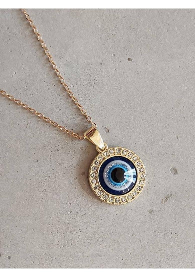 Evil Eye Gold-Plated Pendant Gold-plated Plated Alloy Chain Set - Indya