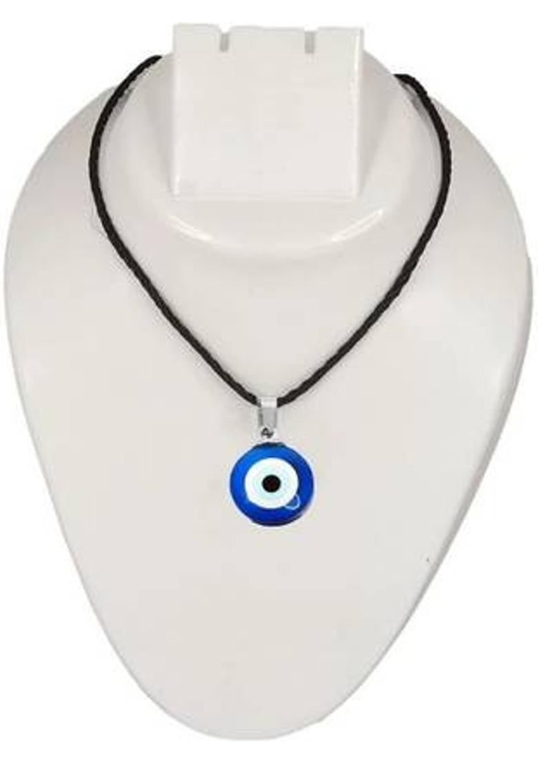 TODANI JEMS Dual Side Blue Evil Eyes Nazar Suraksha Kavach Pendant Locket with Cotton Dori Silver Glass - Indya