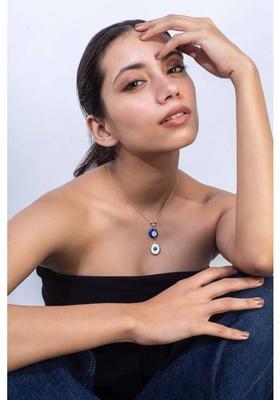 MINJI AND CO. Two Evil Eye Charm Pendant with Adjustable Chain for Women Gold Gold-plated Brass Pendant Set