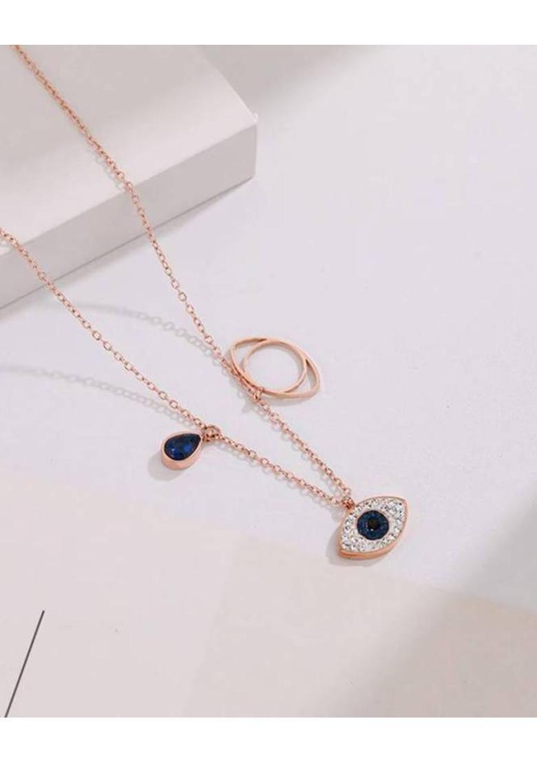 RVM Jewels Gold Evil Eye Necklace for Women Charm Pendant Locket Chain Charms Girls Alloy - Indya