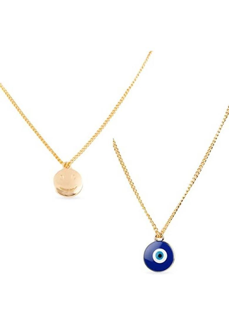 ZUKHRUF Blue Evil Eye Pendant with Gold Plated chain for Women and Girls Gold-plated Alloy - Indya