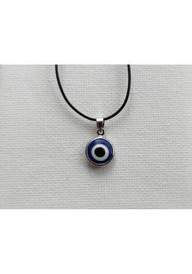 Vivity Turkish Blue Glass Evil Eye Black Dori Charm For Protection Plated Silver Fabric, Crystal Pendant