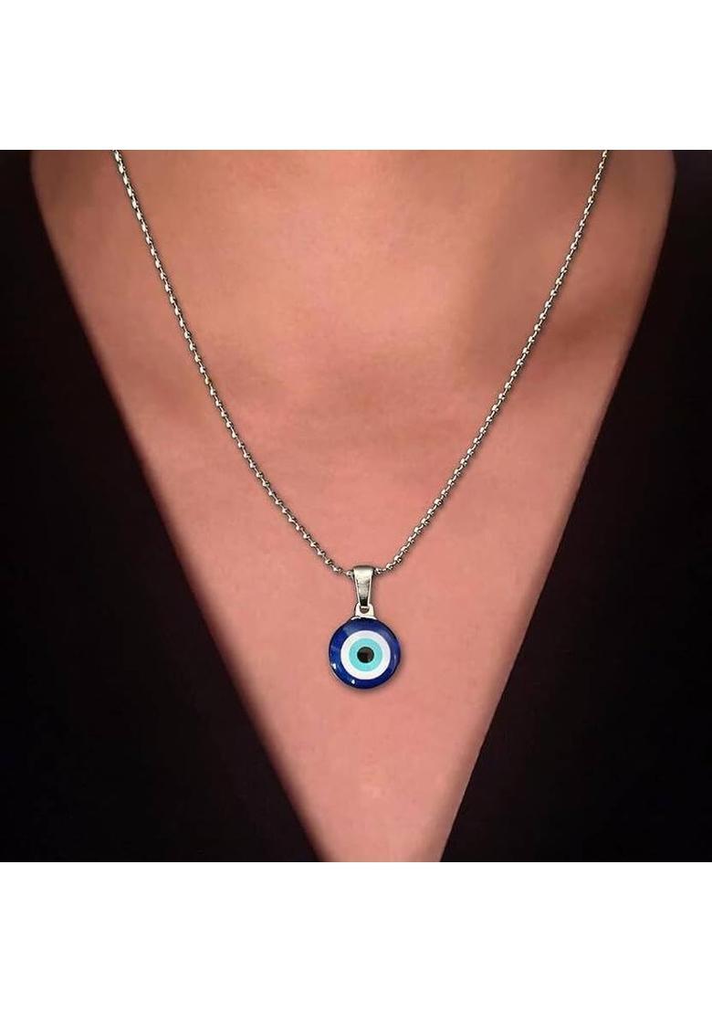 SaktiX Elegant Evil Eye Protection Pendant with Chain – Unisex Stylish Talisman Alloy Locket Set - Indya