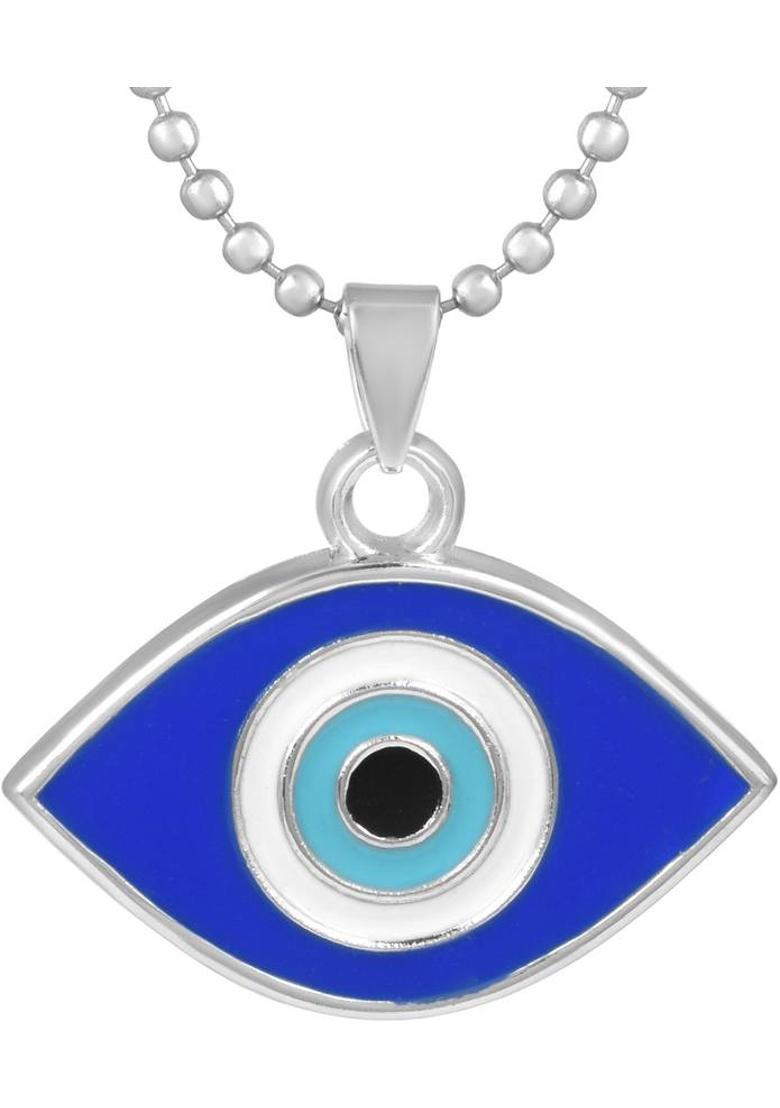 MissMister Stainless Steel Evil Eye pendant Good luck Men Women (PCMC4961) Silver Stainless Steel Pendant - Indya