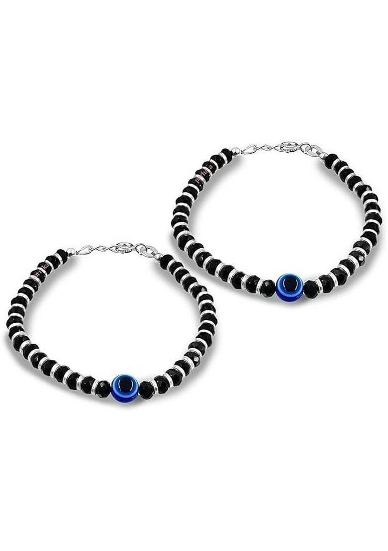 Crystal, Sterling Silver, Evil Eye Bracelet&nbsp;&nbsp;(Pack of 2) - Indya
