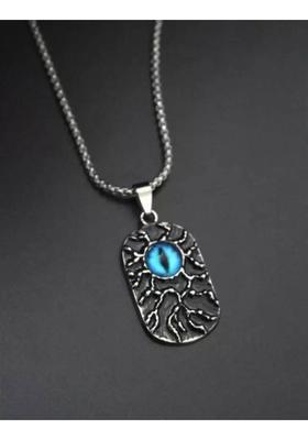 Agarwalproduct Eye of Providence Freemason Evil Eye Stainless Steel Talisman Sign Necklace Silver Silver Pendant Set