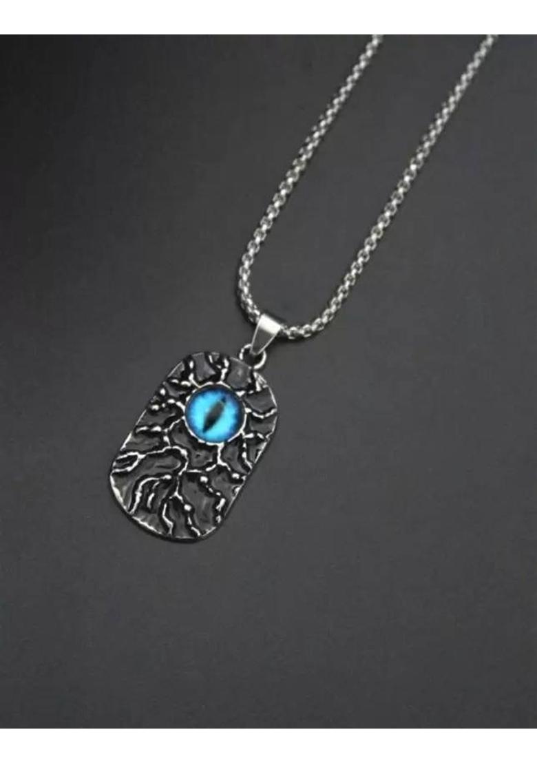 Agarwalproduct Eye of Providence Freemason Evil Eye Stainless Steel Talisman Sign Necklace Silver Silver Pendant Set - Indya