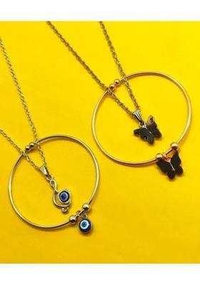 Divyanshi Collection Combo Of 4 Silver Plated Stylish Chain Locket and Bracelet Silver Beads Brass Locket Set