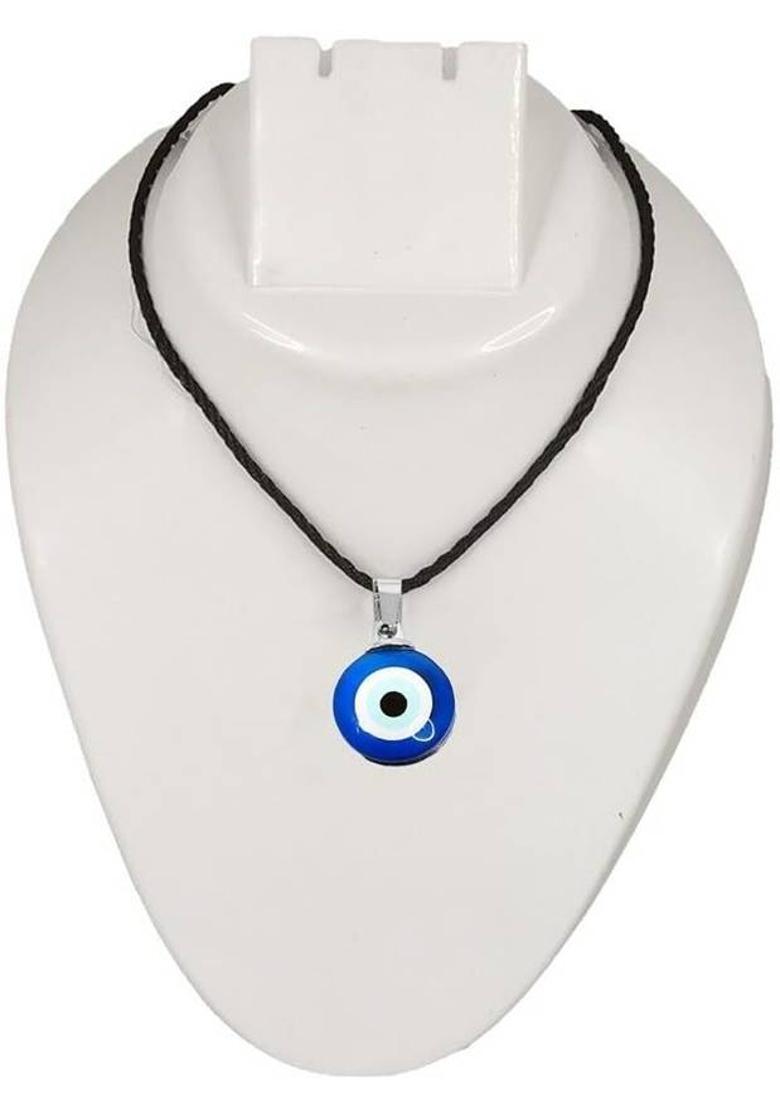 ROOTWAVE Dual Side Blue Evil Eyes Nazar Suraksha Kavach Pendant Locket with Cotton Dori Silver Glass Pendant - Indya