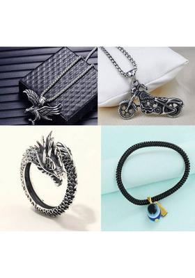 Stainless Steel Silver Silver Jewel Set&nbsp;&nbsp;(Pack of 2)