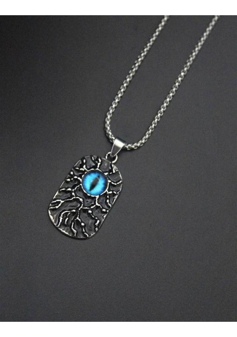 salaar ”Dragon’s Gaze Eye Forest Dragon Skull Halloween Evil Eye Pendant Silver Stainless Steel Pendant Set - Indya