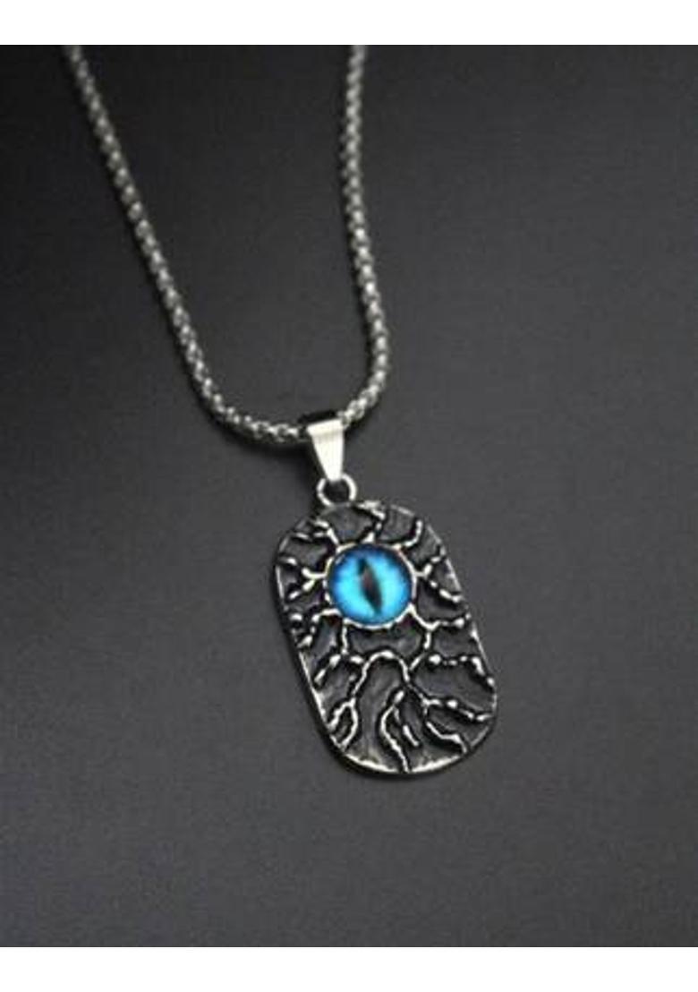 salaar ”Dragon’s Gaze Eye Forest Dragon Skull Halloween Evil Eye Pendant Silver Stainless Steel Pendant Set - Indya