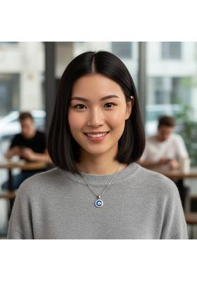 AD Enterprises Evil Eye Necklace for Women Silver Alloy Pendant