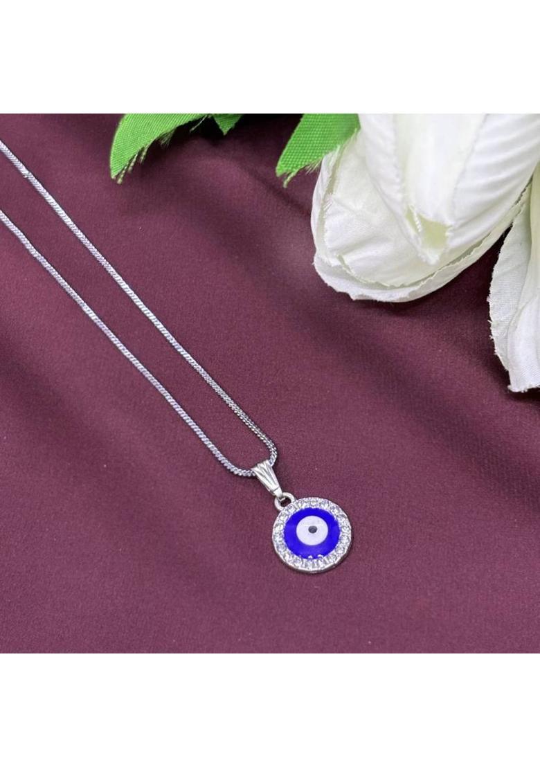 AD Enterprises Evil Eye Necklace for Women Silver Alloy Pendant - Indya