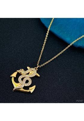 ZIVOM Snake Anchor Gold-plated Cubic Zirconia Copper Pendant Set