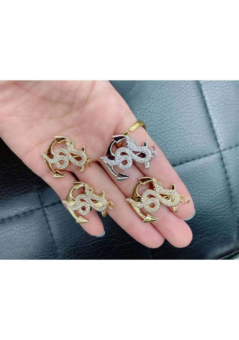 ZIVOM Snake Anchor Gold-plated Cubic Zirconia Copper Pendant Set - Indya