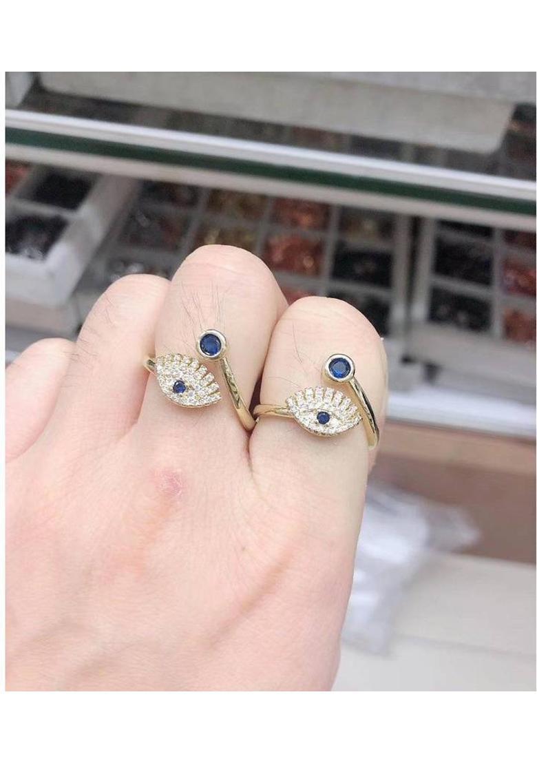 Evil Eye Copper Cubic Zirconia Gold Plated Ring - Indya