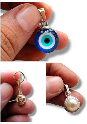 Kumar Gems Pack of 3 Evil Eye,Pearl And Gada Pendant Brass Locket Set Gold-plated Brass Pendant Set