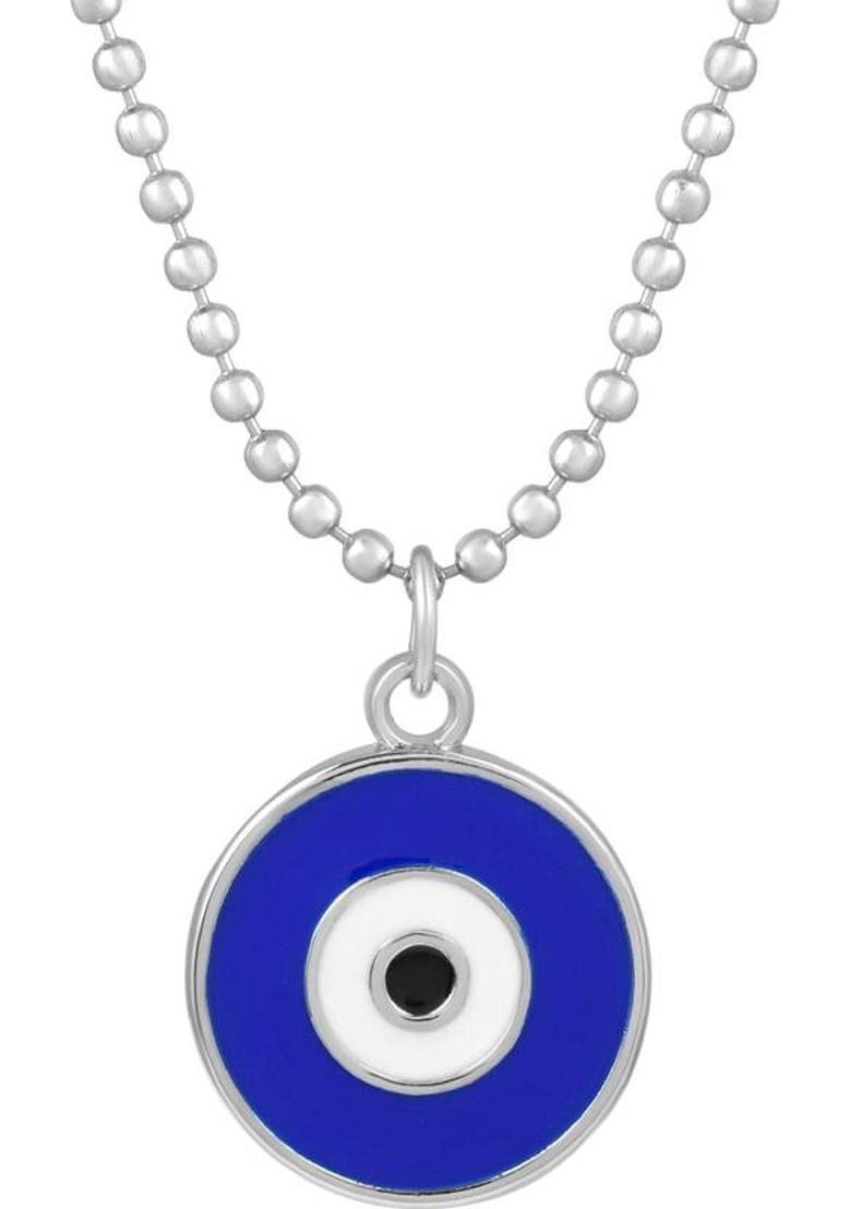 Lyzoo Stainless Steel Round shape Evil Eye pendant Good luck Men Women (PCMC4960) Silver Stainless Steel Pendant - Indya