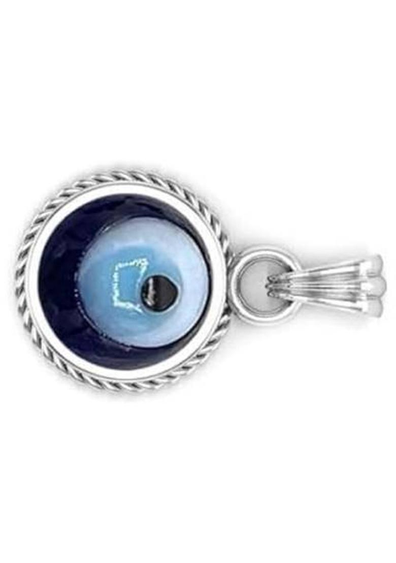 APSLOOSE 14.25 Ratti 13.75 Crt Original Turkish Nazariya Natural Blue Evil Eye Pendants Silver Brass Locket - Indya