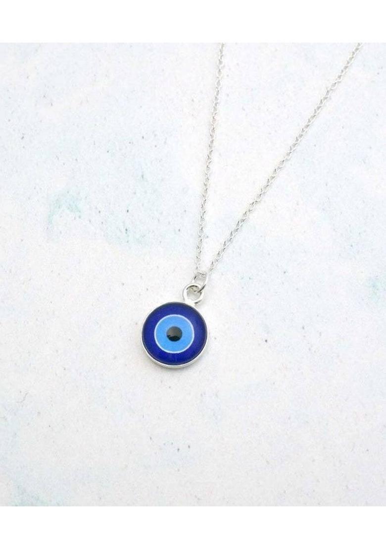 m a enterprises F 56_JS evil-eye pemndamnt Silver Stone Pendant Set - Indya