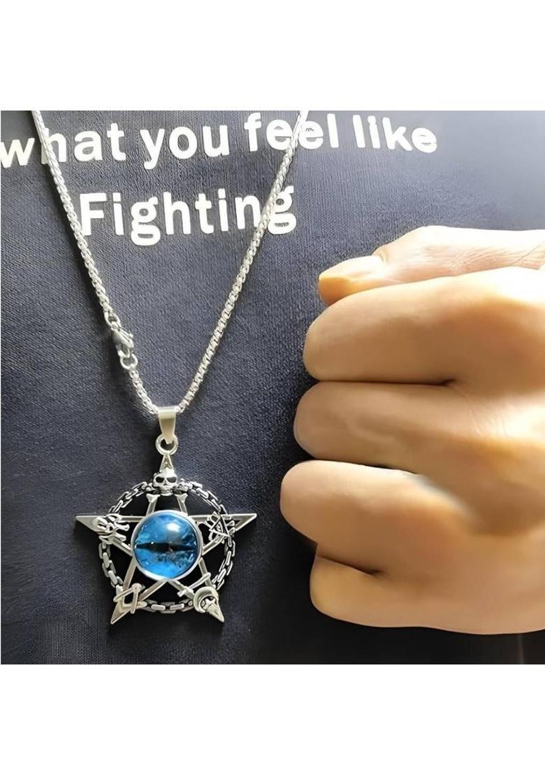 RAPPERSSHOP Evil eye Pendant Stainless Steel Necklace with Box Chain Sterling Silver Stainless Steel Pendant Set - Indya