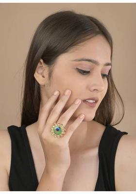 113 Metal Cubic Zirconia Gold Plated Ring