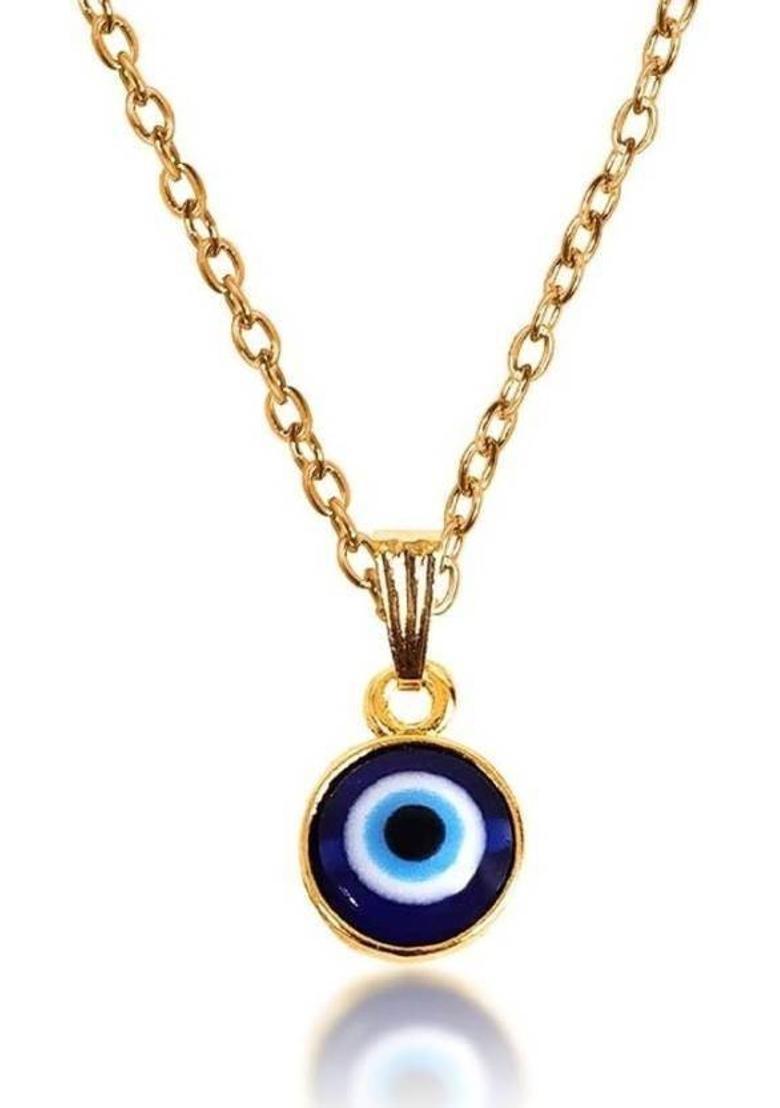 ROOTWAVE combo of 2 blue evil eye locket necklace Silver Stainless Steel, Steel Pendant - Indya
