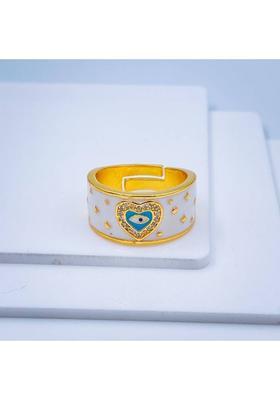 Heart Evil Eye Copper Cubic Zirconia Gold Plated Ring
