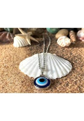 Sunshine Creations Evil Eye Pendant with Chain Daily Wear for Women and Girls Silver Brass Pendant