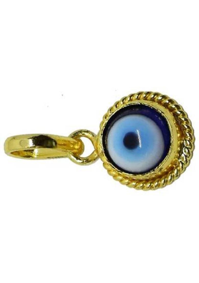 jemskart 6.25 Ratti 5.00 Crts Original Turkish Nazariya Natural Blue Evil Eye Pendant Gold-plated Brass Locket - Indya